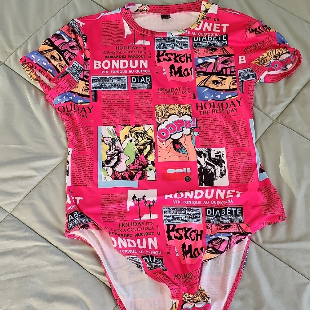 Colorful Comic Print Bodysuit